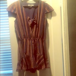 BCBGrneration tie front striped Romper